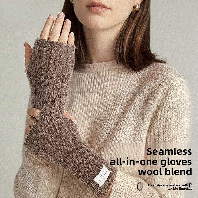 Wool Glove Lined - Winterhandschuhe ohne Finger, gestrickt, für Damen,